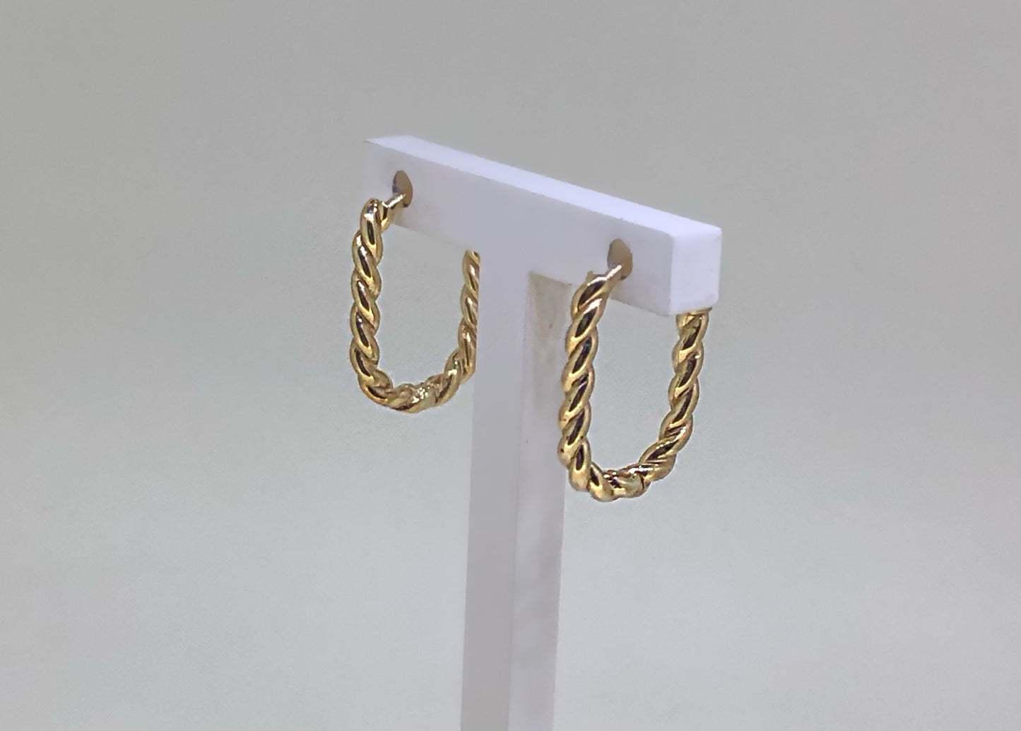 9K Yellow Gold Twist Paper Clip Huggies