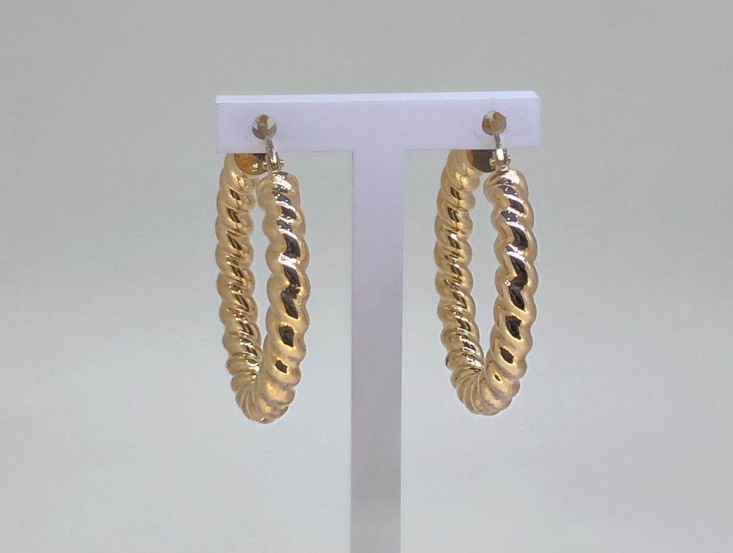 9K Yellow Gold Large Twist Hoops