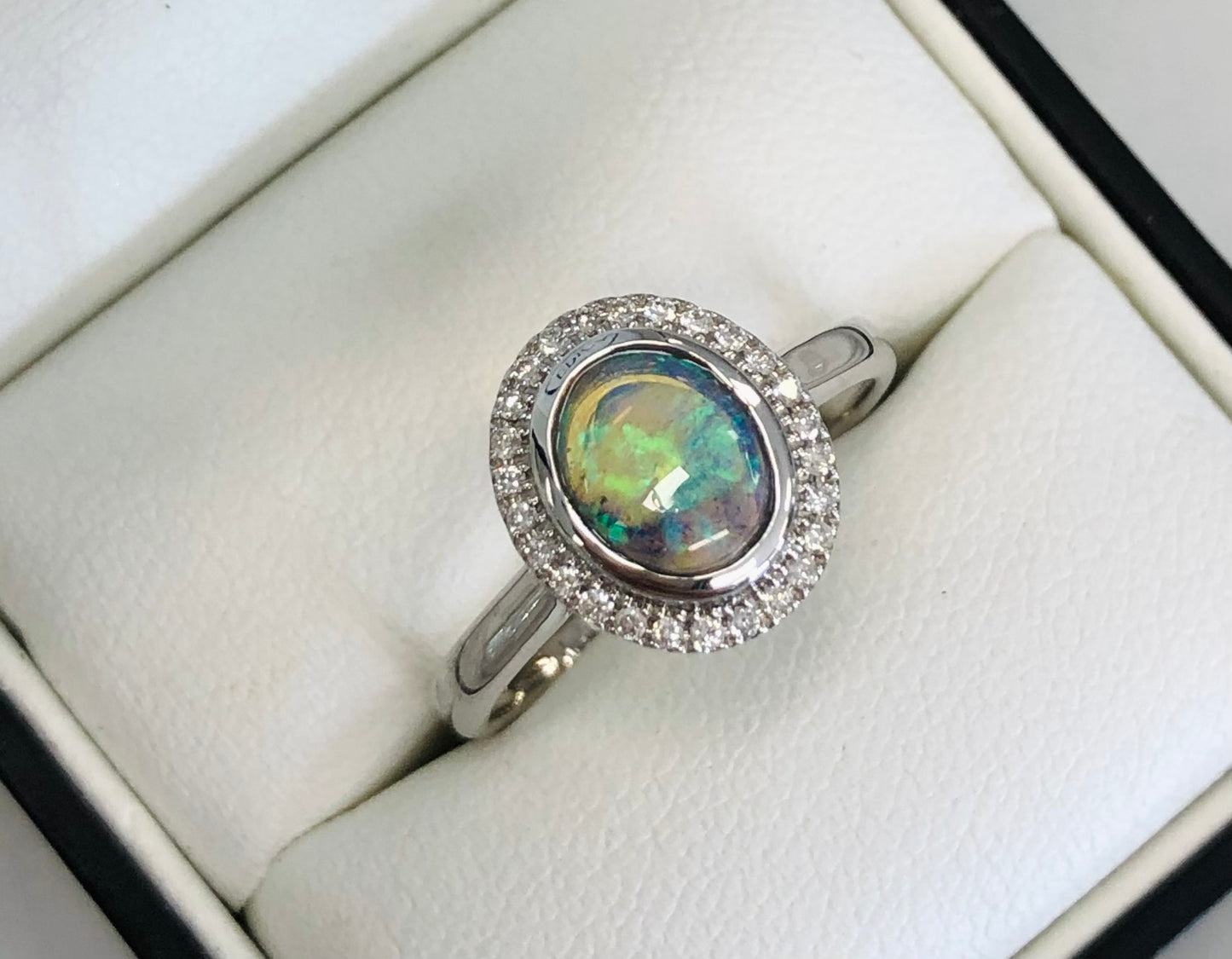 Black Opal & Diamond Ring