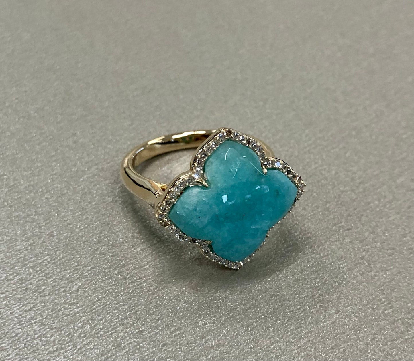 Amazonite & Diamond Halo Ring