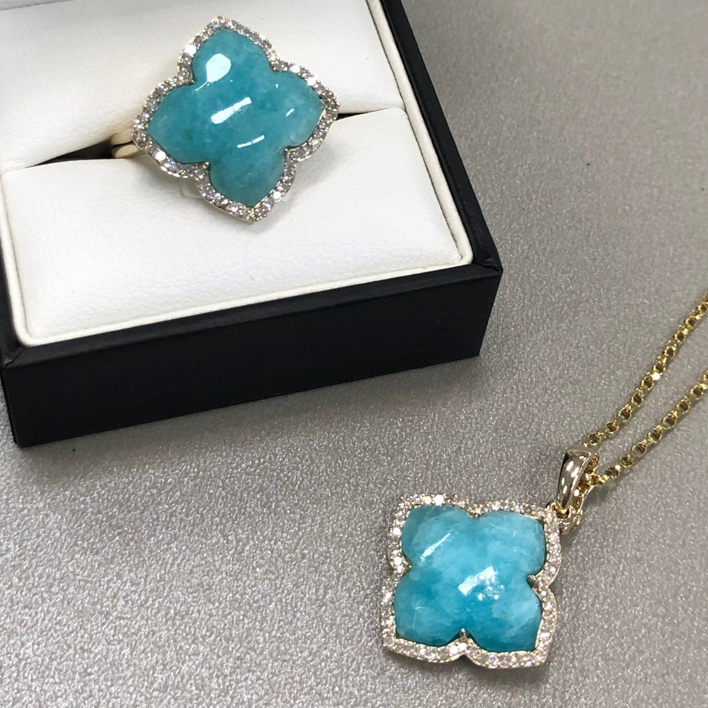 Amazonite Diamond Halo Enhancer