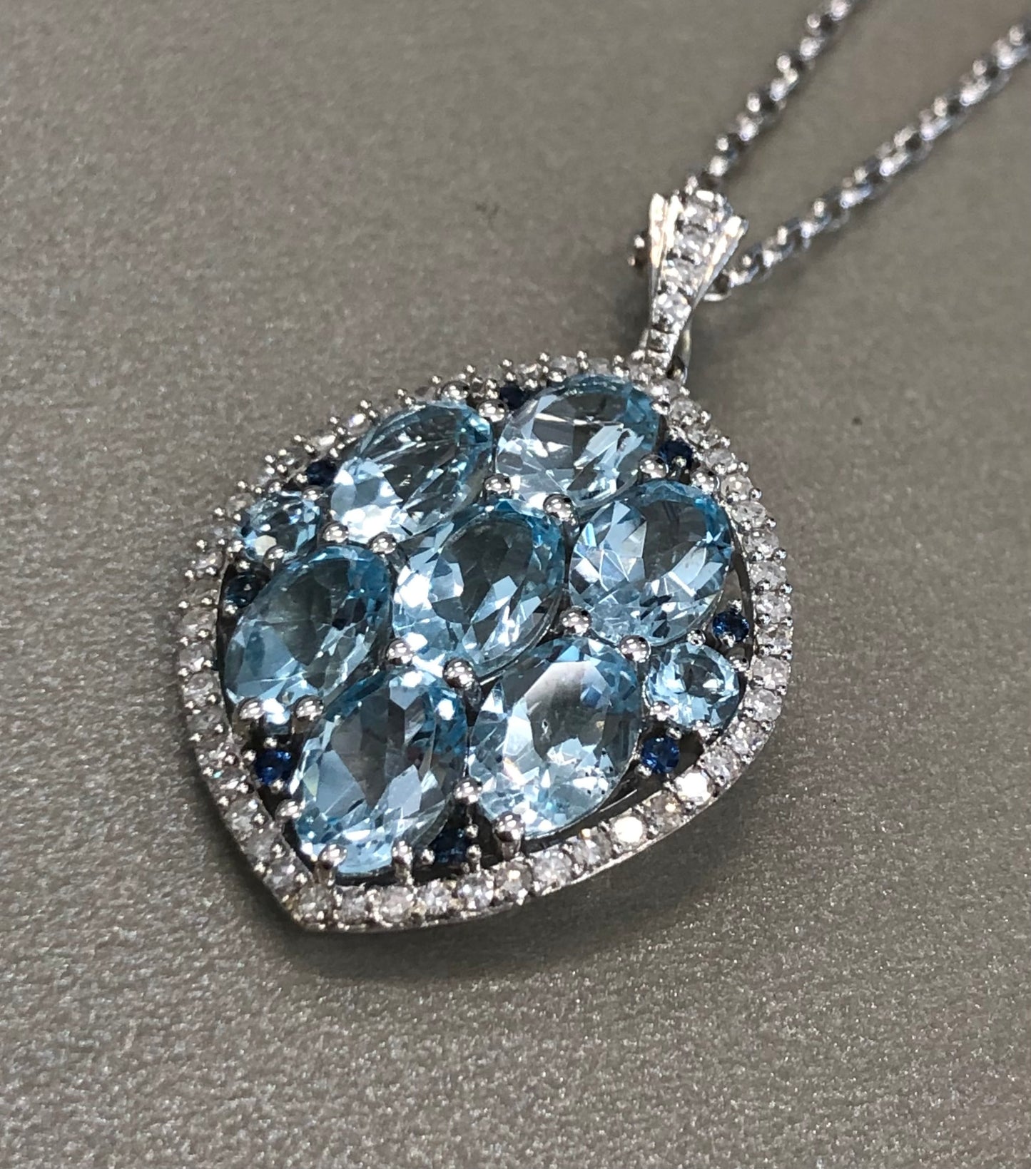 Sky Blue Topaz, Sapphire & Diamond Halo Enhancer