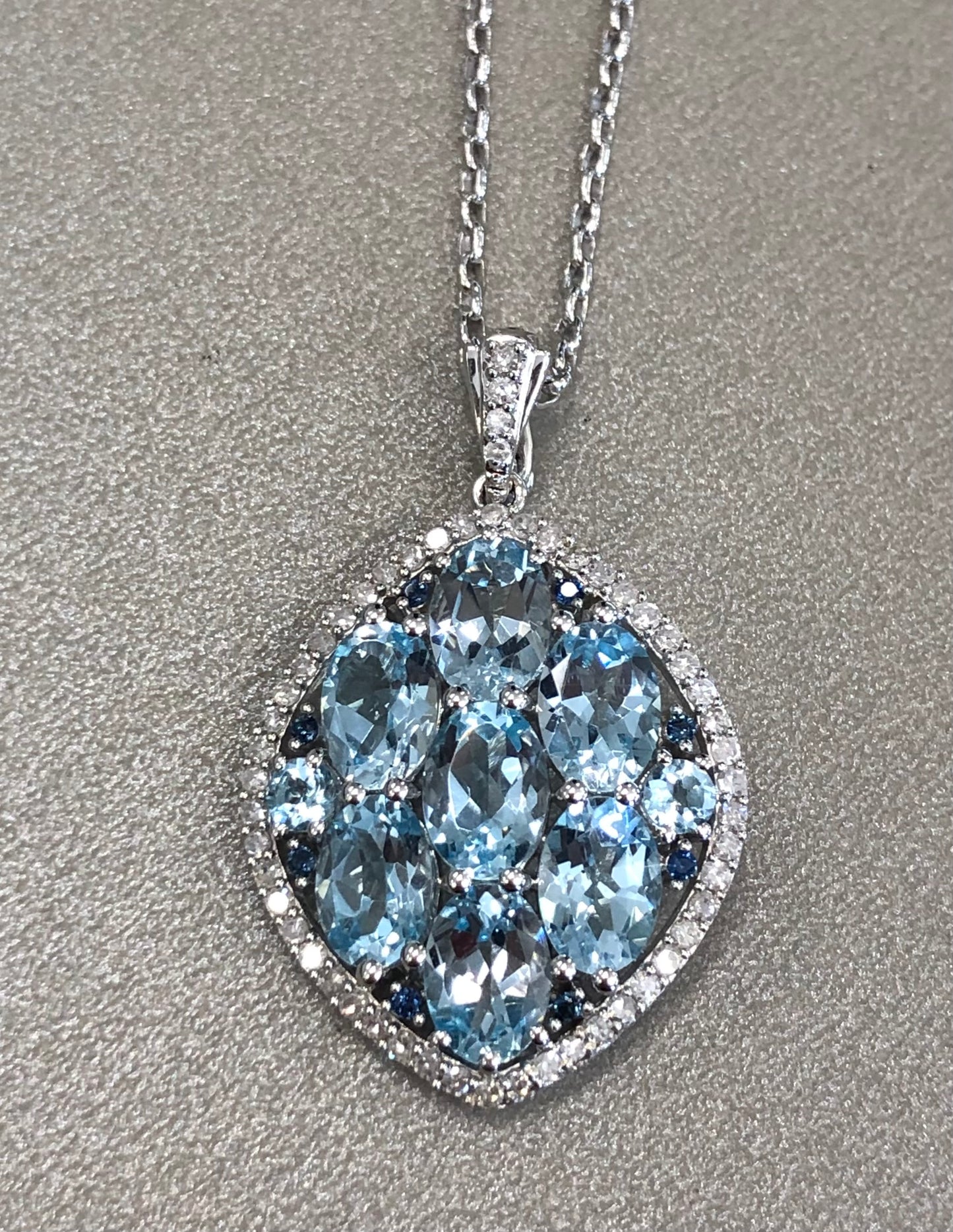 Sky Blue Topaz, Sapphire & Diamond Halo Enhancer