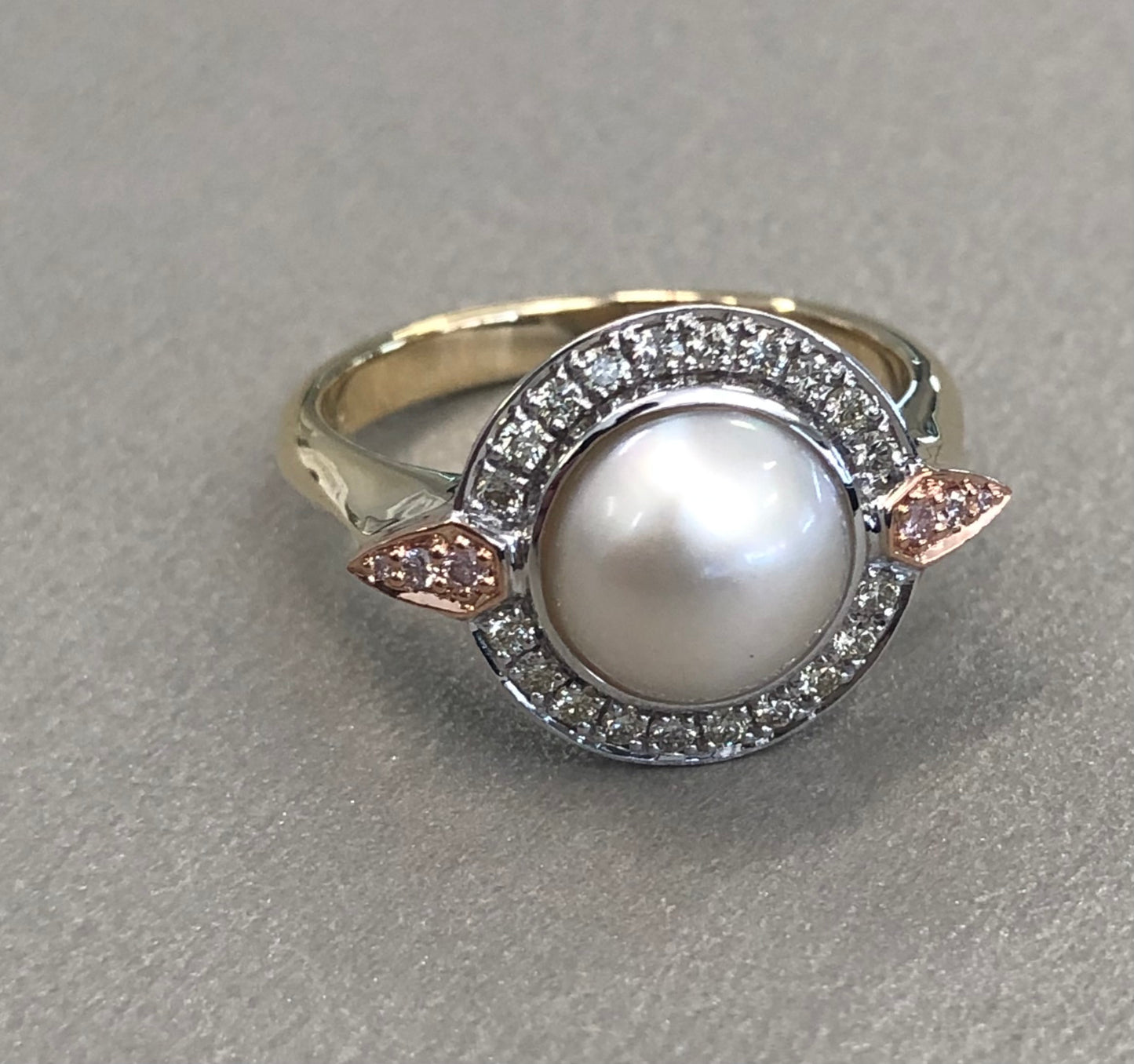 Pearl & Argyle Diamond Ring