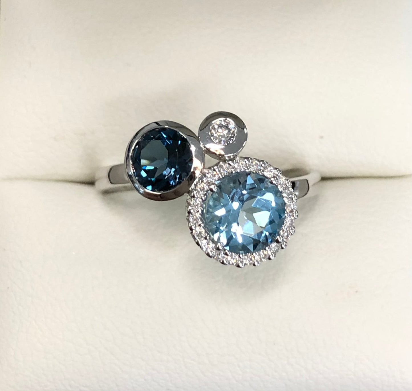 London Blue Topaz, Sky Blue Topaz & Diamond Ring