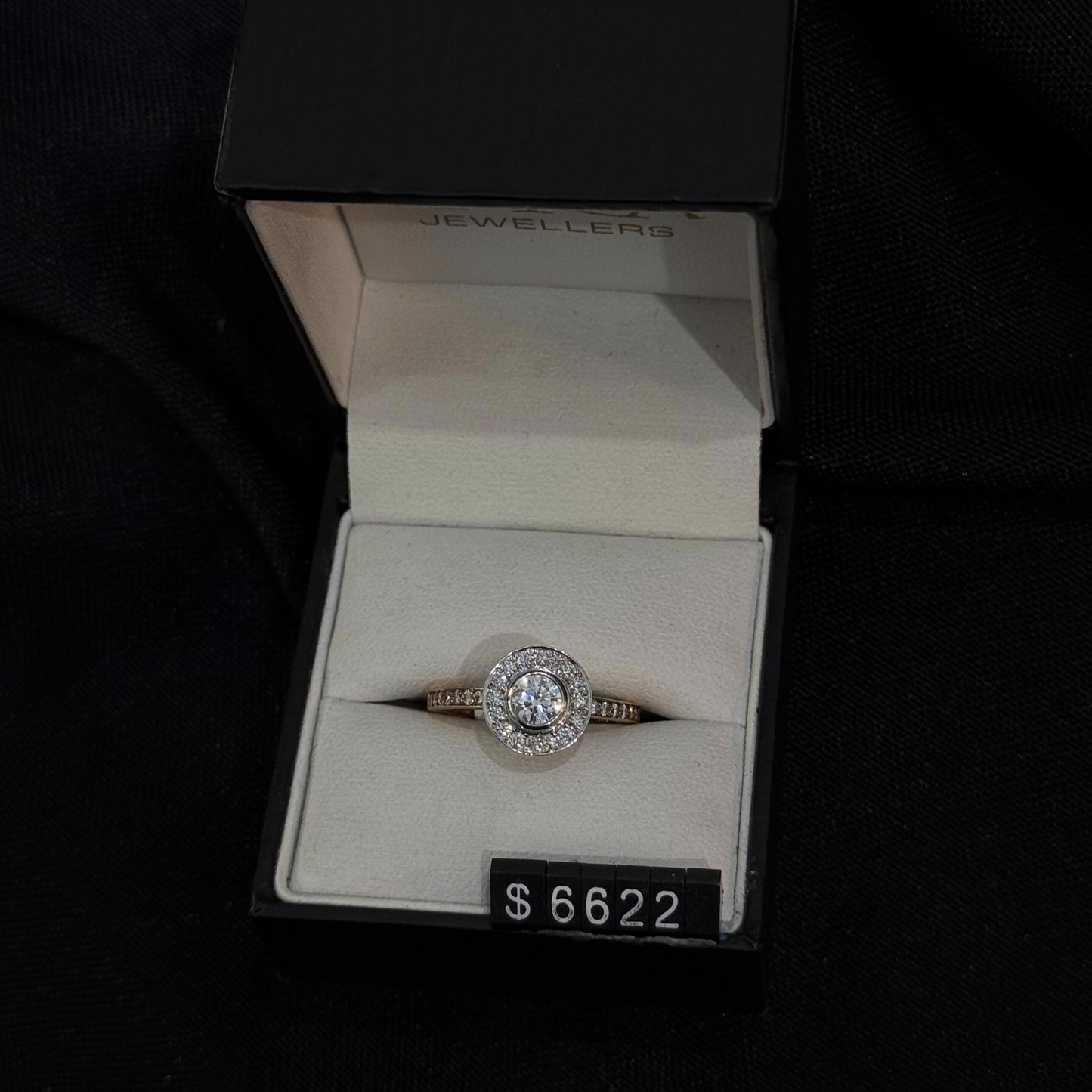Round Brilliant Cut Natural Diamond with Halo Engagement Ring