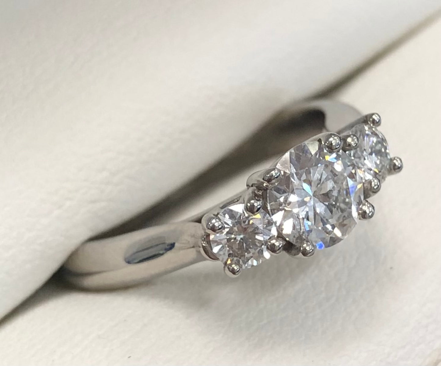 Three Stone Round Brilliant Cut Diamond Engagement Ring