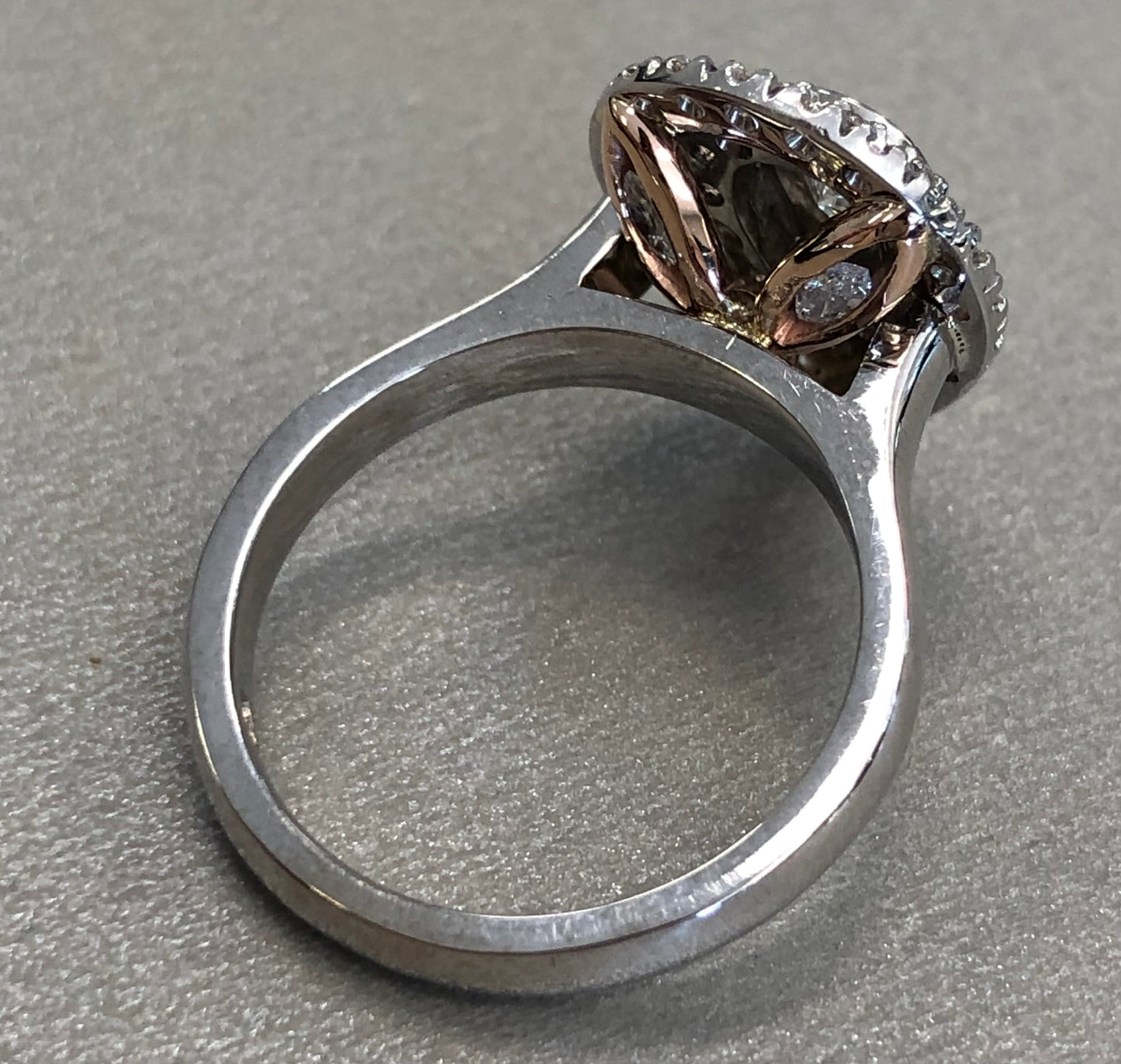 Pear Centerstone Natural Diamond with a Double Halo Engagement Ring