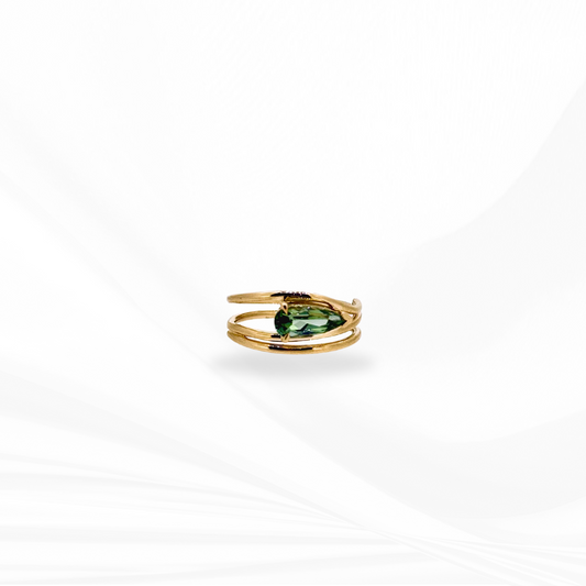 Pear Shaped Mint Tourmaline Ring