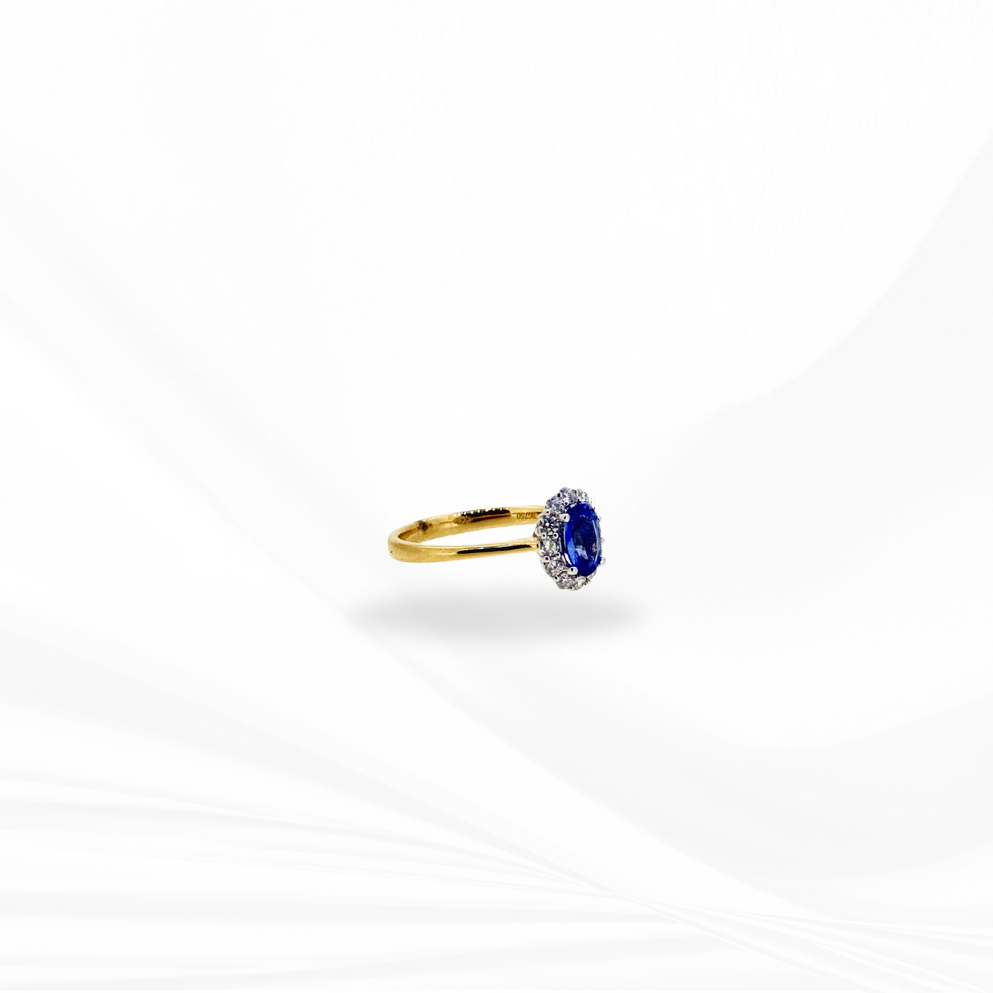 Ceylon Sapphire with Diamond Halo Ring