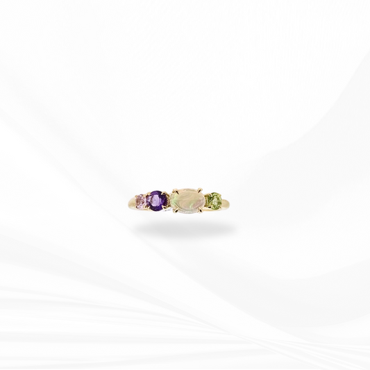 Amethyst, Opal, Peridot & Pink Sapphire Ring