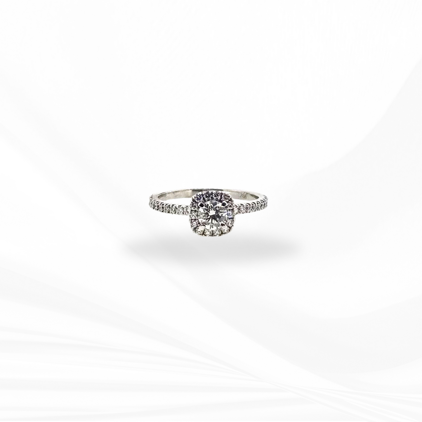 Brilliant Round Cut Natural with Halo Diamond Engagement Ring