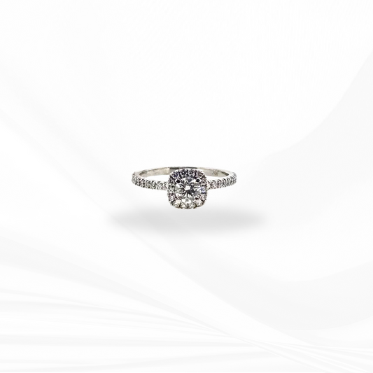 Brilliant Round Cut Natural with Halo Diamond Engagement Ring