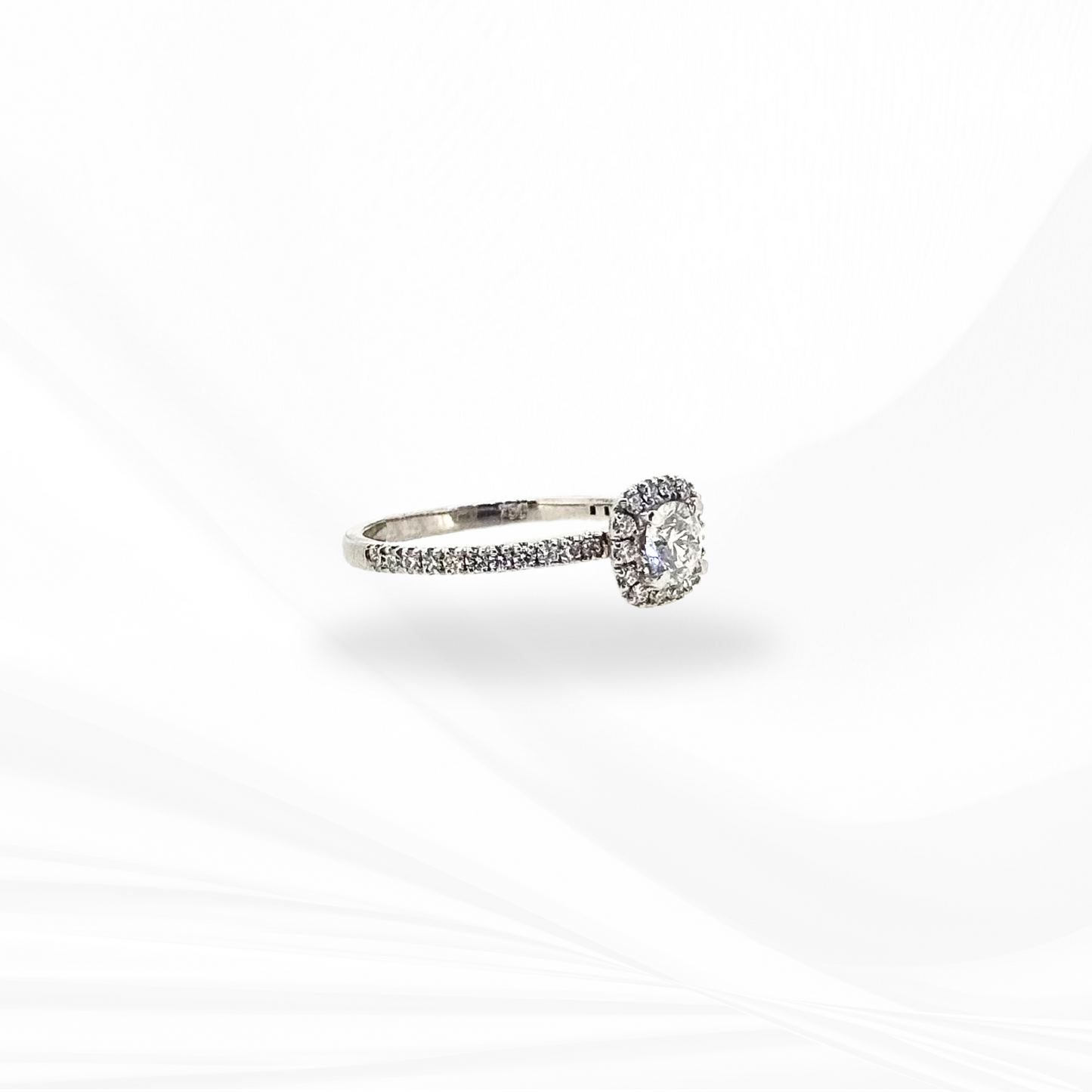 Brilliant Round Cut Natural with Halo Diamond Engagement Ring