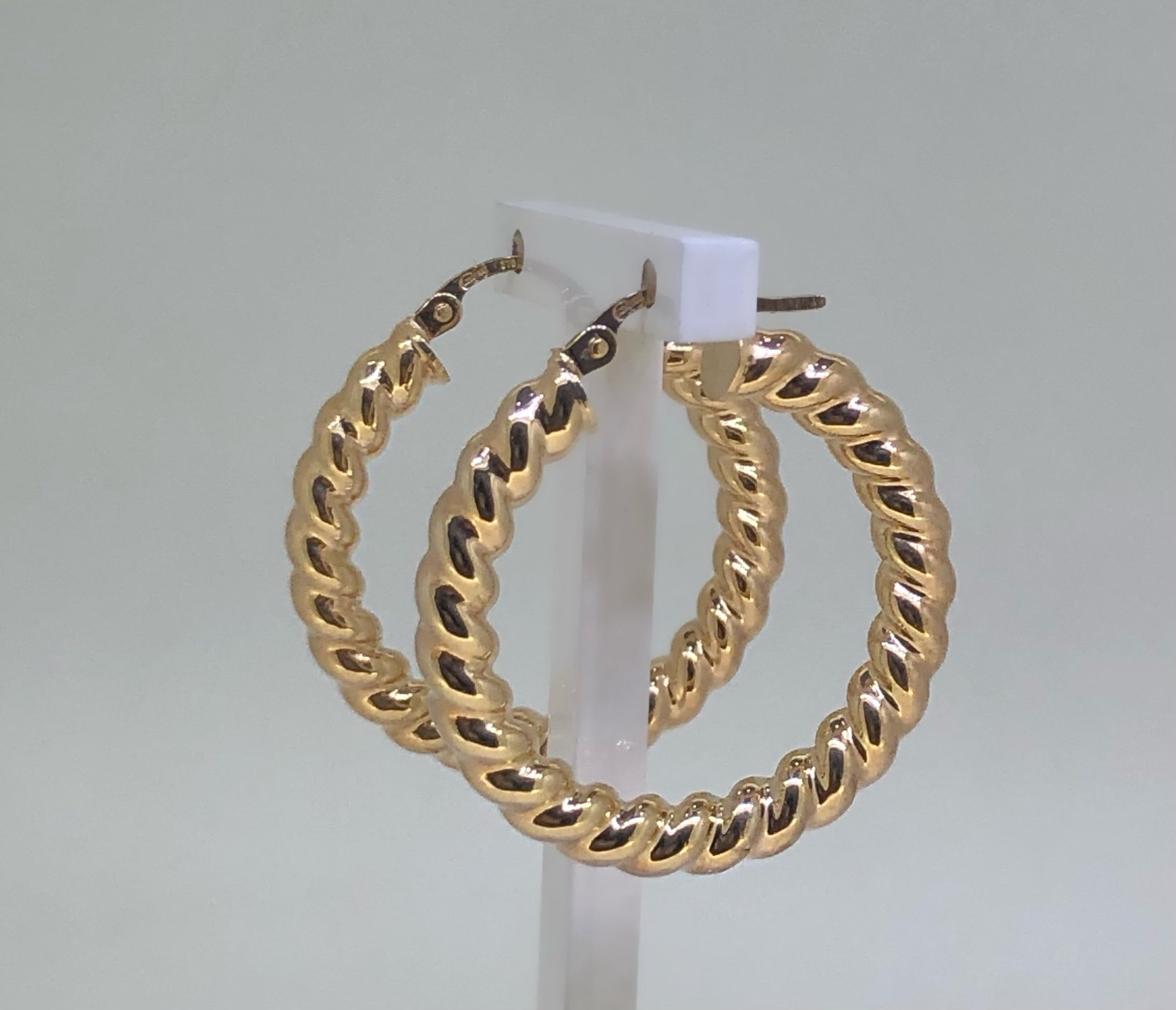 9K Yellow Gold Large Twist Hoops