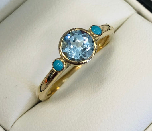 Sky Blue Topaz & Turquoise Ring