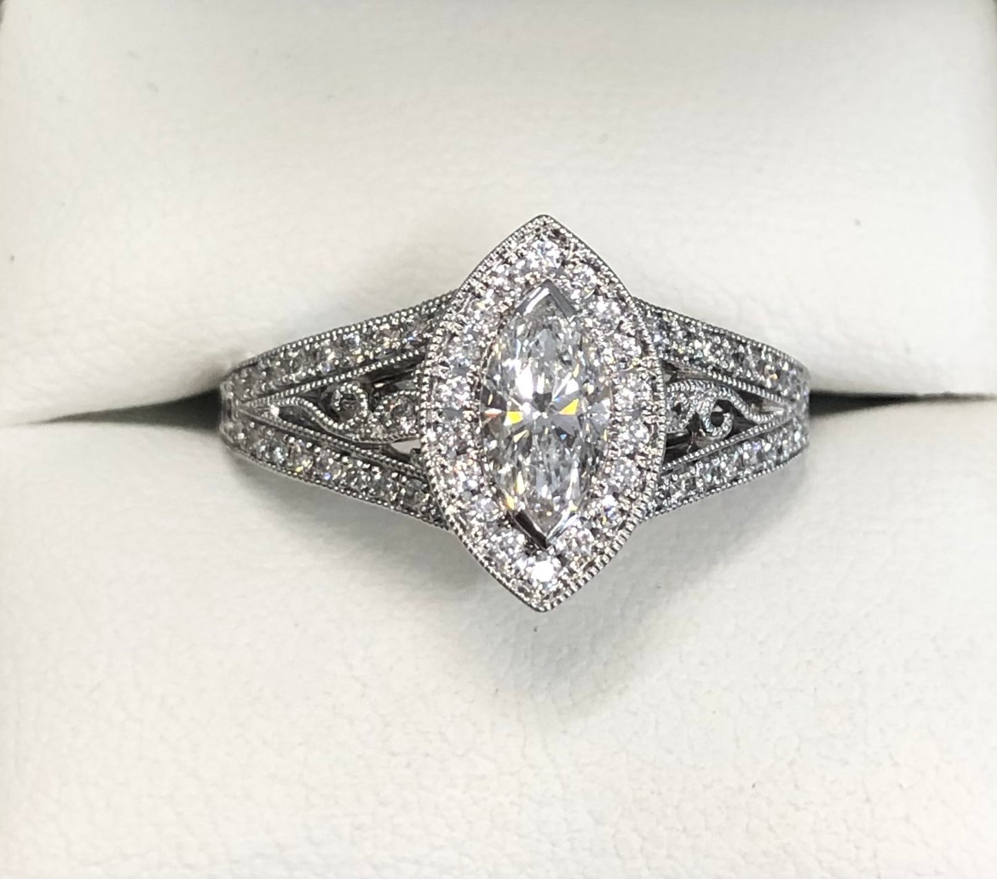 Marquise & Halo Natural Diamond Engagement Ring