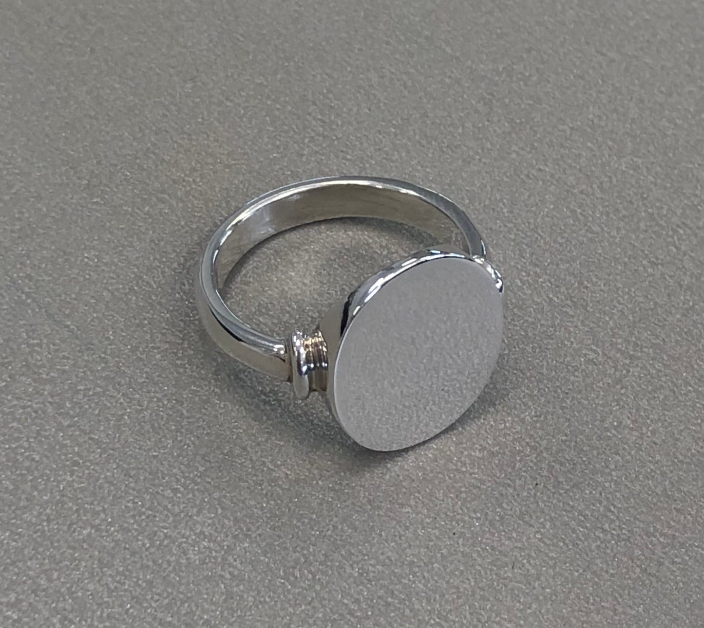 Small Oval Ribbed Sterling Silver Signet Ring