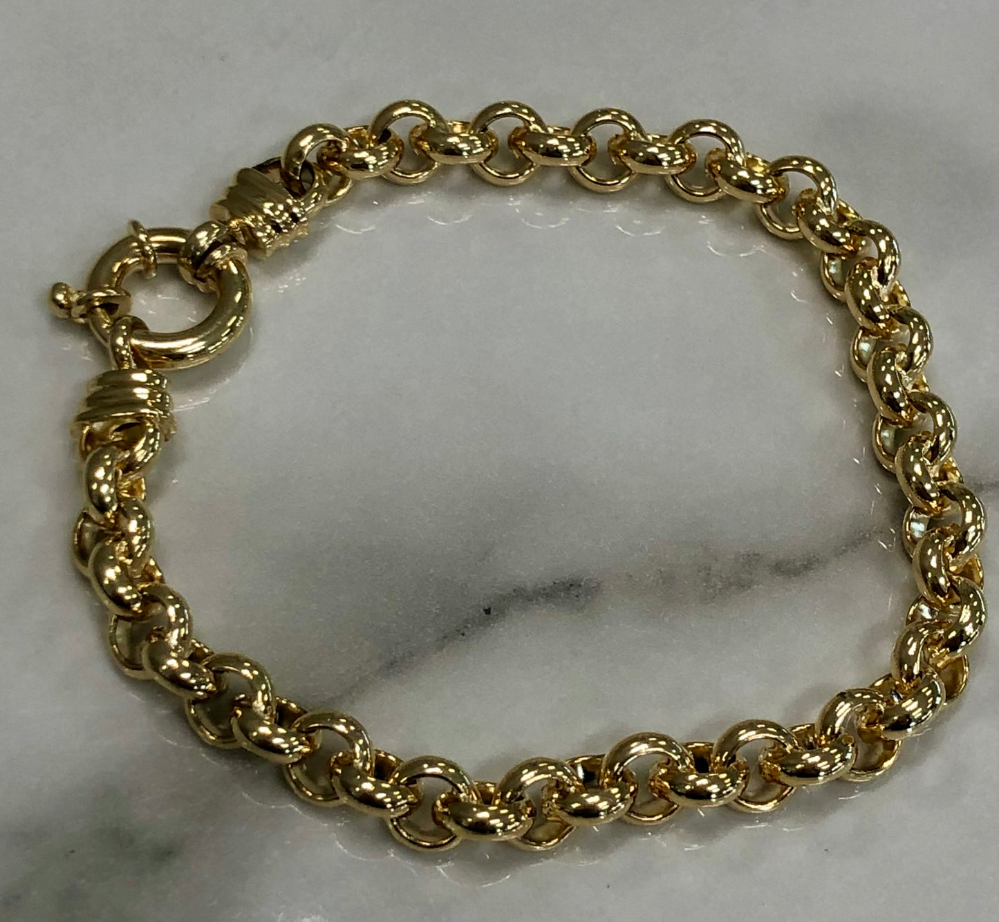 9K Yellow Gold Silver Filled Round Belcher Bracelet