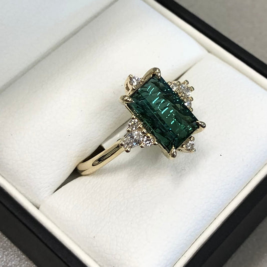 EXCLUSIVE Green Tourmaline & Diamond Ring