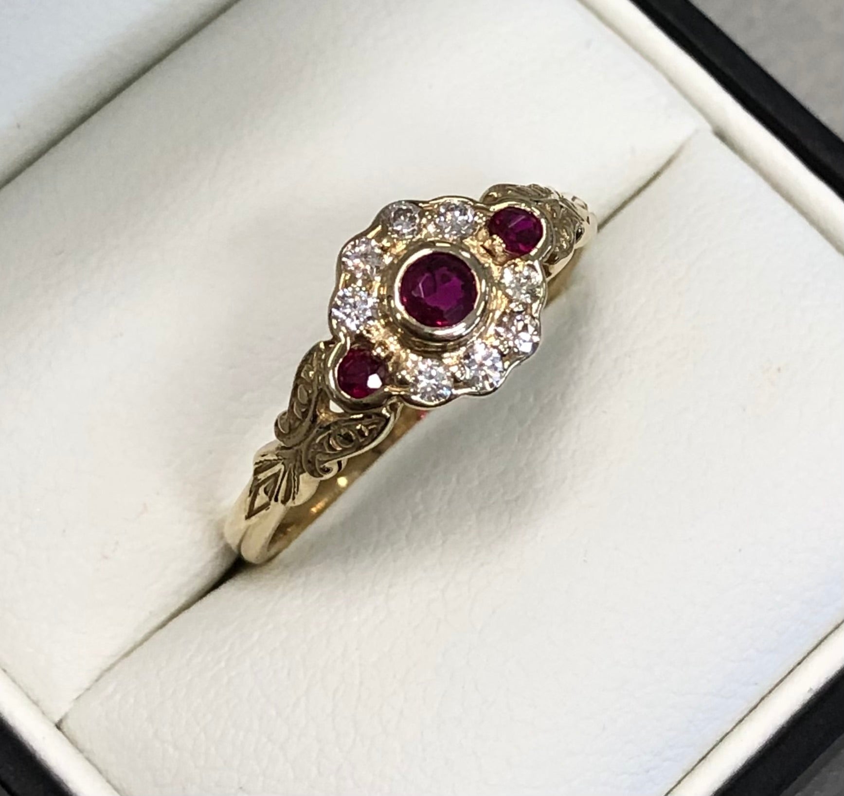 Vintage Ruby & Diamond Halo Ring