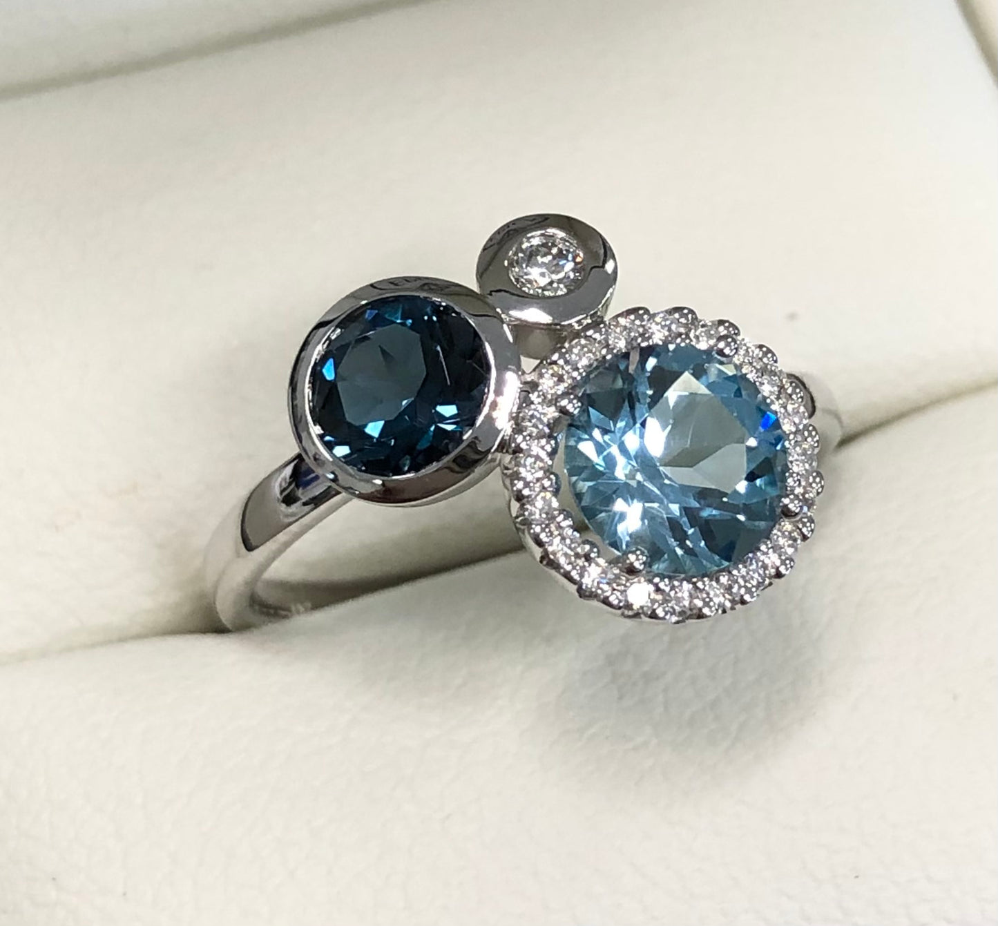 London Blue Topaz, Sky Blue Topaz & Diamond Ring