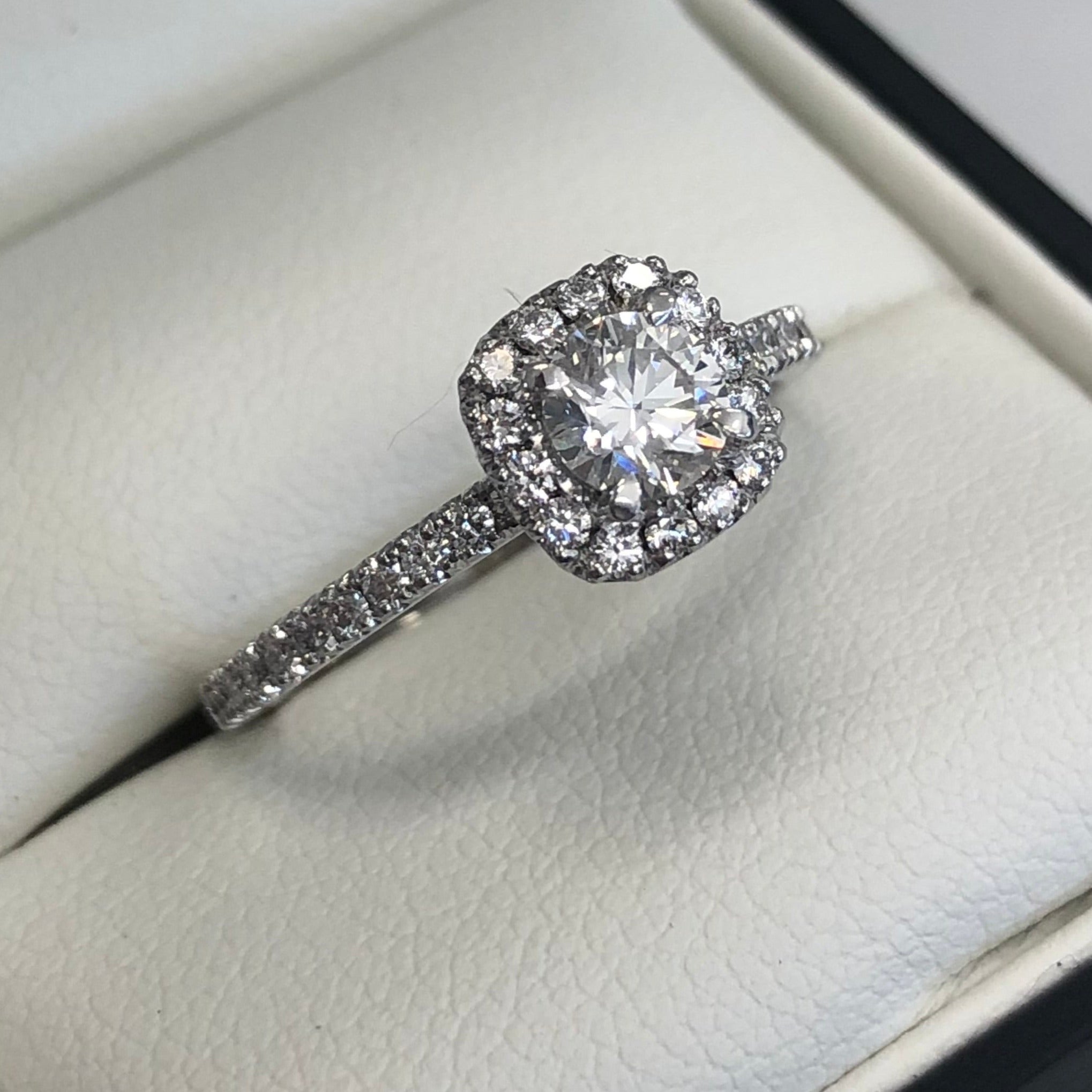 Brilliant Round Cut Natural with Halo Diamond Engagement Ring