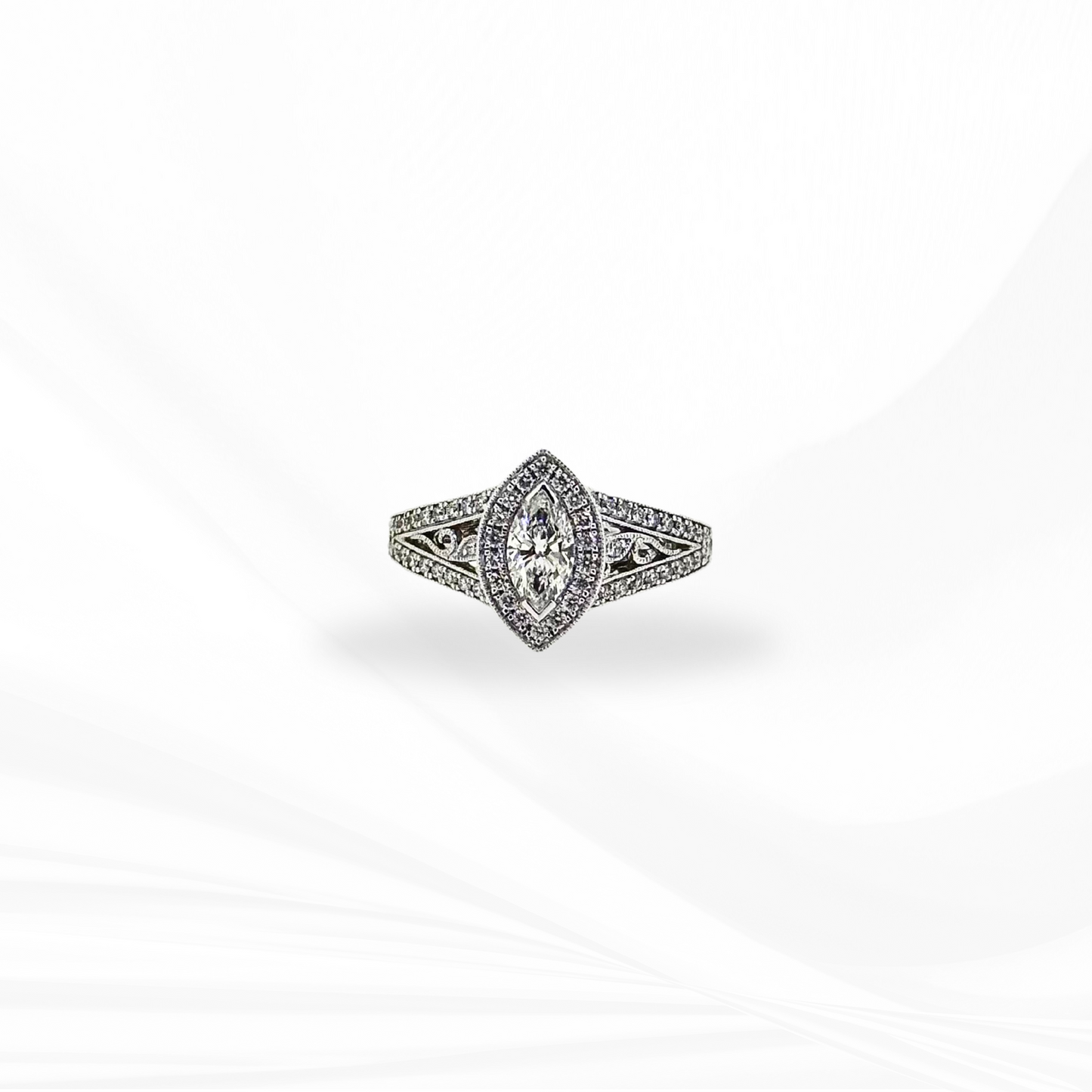 Marquise & Halo Natural Diamond Engagement Ring