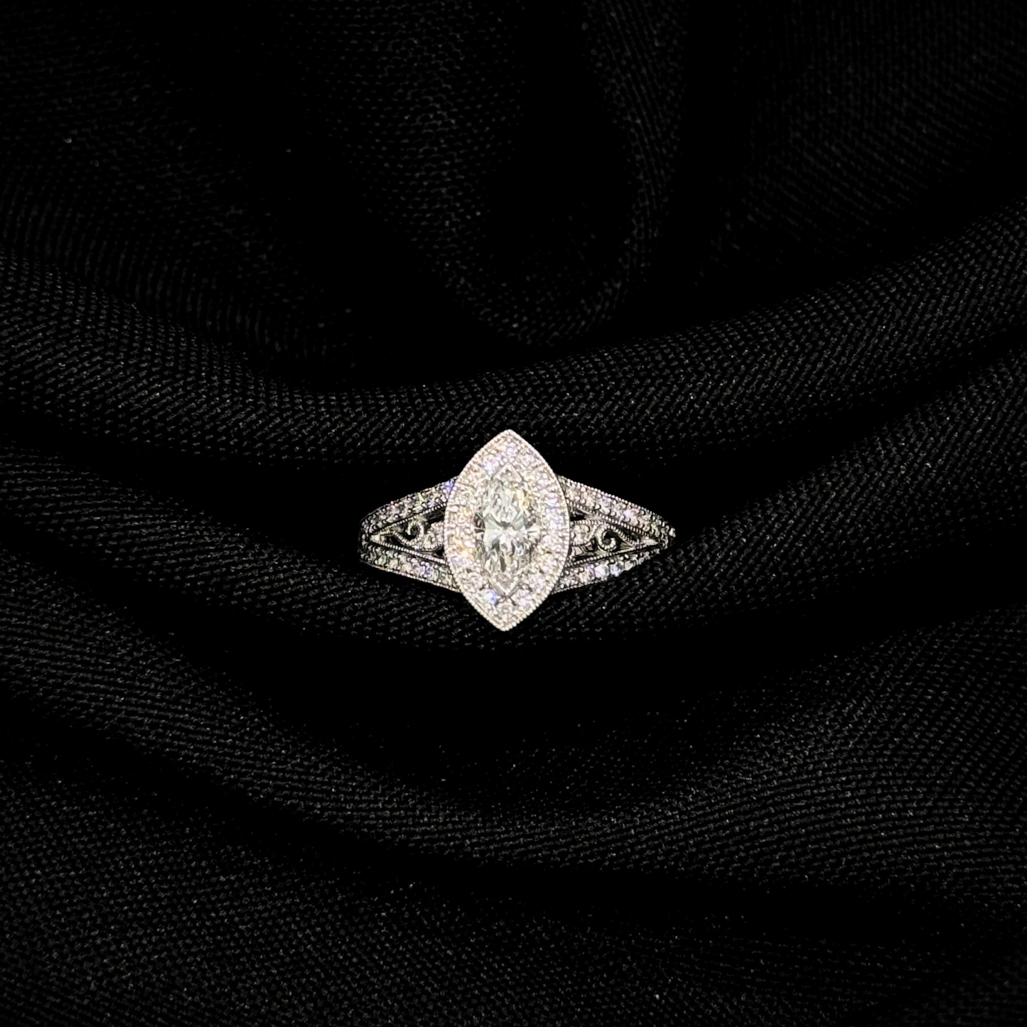 Marquise & Halo Natural Diamond Engagement Ring