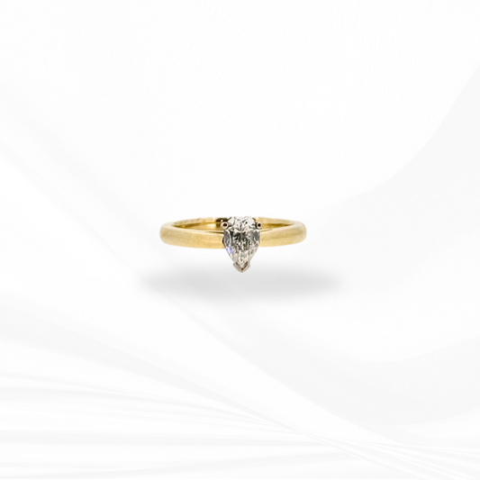 Pear Solitaire Natural Diamond Engagement Ring