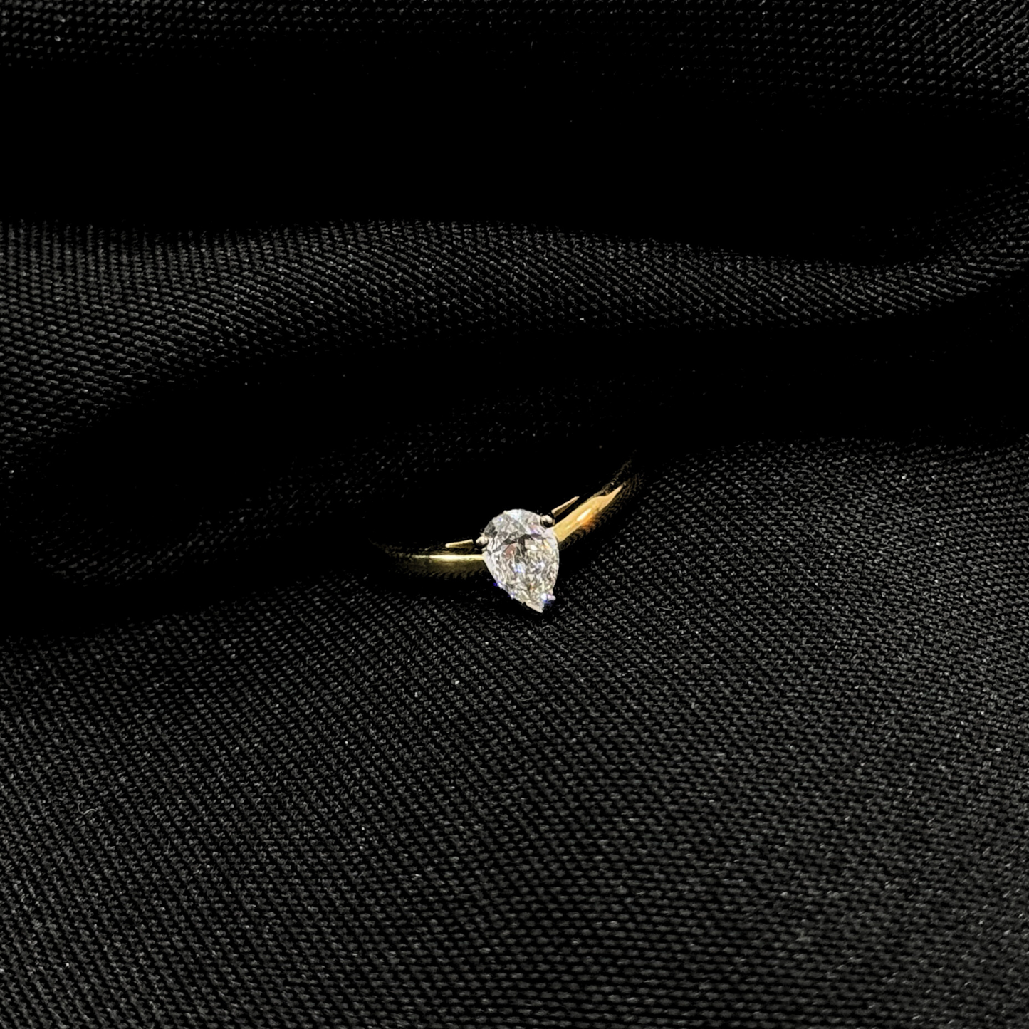 Pear Solitaire Natural Diamond Engagement Ring