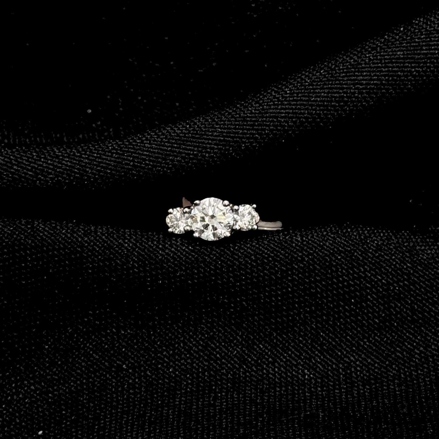 Three Stone Round Brilliant Cut Diamond Engagement Ring