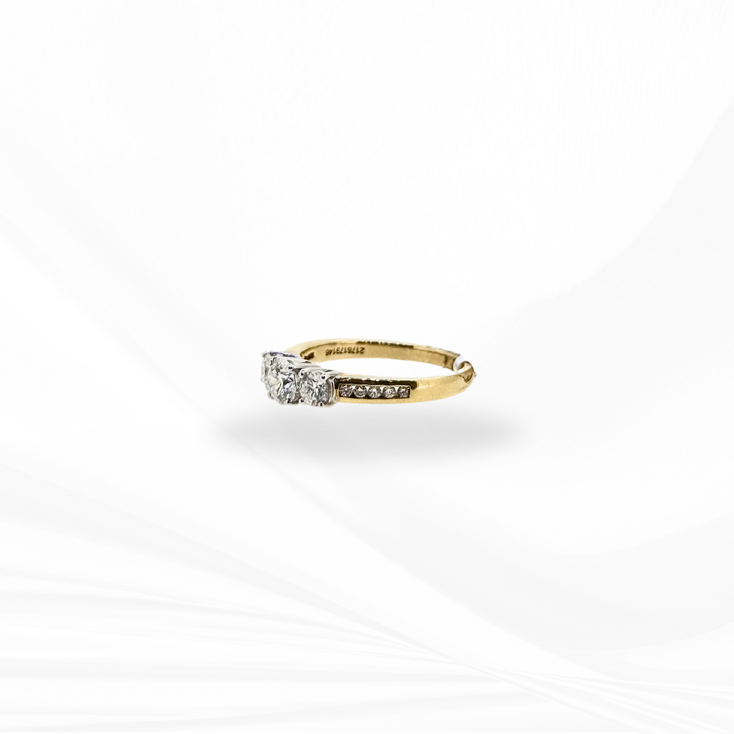 Three Stone Round Brilliant Cut Natural Diamond Engagement Ring