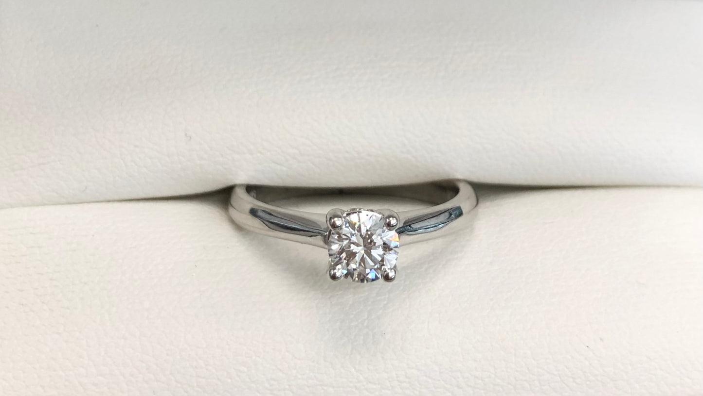 Solitaire Round Brilliant Cut with a Hidden Halo Natural Diamond Engagement Ring
